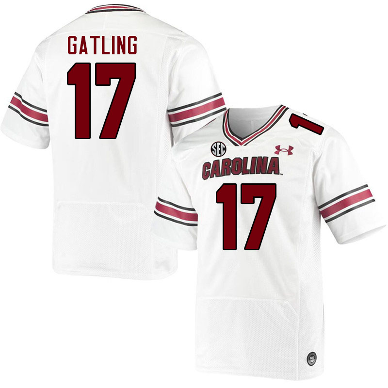 Men #17 Debron Gatling South Carolina Gamecocks College Football Jerseys Stitched-White
